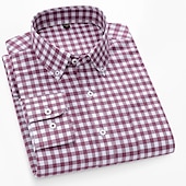 halpa miesten oxford-paidat-Miesten Pukupaita Napita paita Ei-rautapaita Oxford paita Plaid / Raidallinen / Chevron Häät Toimisto &amp; ura Vaalean keltainen Vaalea vaaleanpunainen Vaalean sininen Vaalean vihreä Pitkähihainen