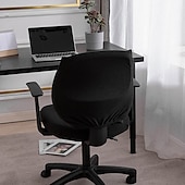 ieftine Husă scaun de birou-husă scaun de birou pentru computer burgundă elastică, rotativă, pentru scaun pentru jocuri, elastic, jacquard, negru, uni, culoare solidă, moale, durabil, lavabil