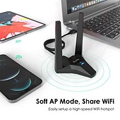 رخيصةأون أجهزة توجيه لاسلكية-محول wifi للكمبيوتر المحمول ، ac1300 usb3.0 ، بطاقة شبكة USB مزدوجة النطاق للكمبيوتر ، دونجل USB wifi عالي السرعة مع قاعدة مغناطيسية ، USB wifi إشارة الداعم