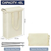 cheap Laundry Bags &amp; Hampers-45L Thin Laundry Basket With Cover Narrow Hand Fine Hand Dirty Laundry Basket Bedroom Kindergarten Whole Basket Storage Bag