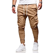 Χαμηλού Κόστους Στρατιωτικά παντελόνια-Ανδρικά Παντελόνια με τσέπες Παντελόνια Ελαστική μέση Ελαστική μανσέτα Σκέτο Άνεση Αναπνέει Καθημερινά Αθλήματα Μαύρο Λευκό