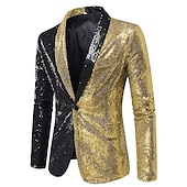 preiswerte Outfits-Retro Vintage Disko 1980er Anzüge &amp; Blazer Disco Pailletten Herren Karnevalskostüm Maskerade Party / Abend Pride Parade Pride-Monat Erwachsene Mantel Hemd Krawatte