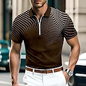 economico Polo geometrica da uomo-Per uomo A Pois Polo con zip Maglia da golf Manica Corta Magliette polo Camicie con Colletto Business Casual Abbigliamento da lavoro Abbigliamento Formale Abbigliamento da festa Stampa 3D Polo con