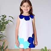 billiga 3D Blomma Klänning-Påsk Flickor 3D Blommig Grafisk Klänning Ärmlös 3D-tryck Sommar Vår Semester Sport &amp; Utomhus Dagligen söt stil Ledigt Ljuv Barn 3-12 år Vardagsklänning A linjeklänning Linneklänning Ovanför knäet