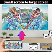 billige Projektorer-Nyeste mini prosjektor svart hvit HD 1080P bærbar utendørs hjemme teater prosjektor smarttelefon nettbrett laptop TV-stick valentinsdaggave