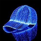 baratos Novidades-Boné de Fibra Óptica com LED e 7 Cores Boné de Beisebol Iluminado Recarregável via USB para Festa Evento Boné de Feriado