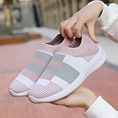 ieftine Adidași de Damă-pantofi sport de damă cu slip-on, respirabili, cu dungi roz și gri - pantofi confortabili de mers