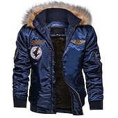 tanie Kurtka ze skóry ekologicznej-Męskie Kurtka zimowa Skórzana kurtka Na zewnątrz Biznes Keep Warm Ochrona przed deszczem Zima Czarny Zieleń wojskowa Ciemnoniebieski Kurtki