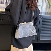 お買い得  クラッチバッグ＆イブニングバッグ-女性用 ハンドバッグ クラッチバッグ ドームバッグ クラッチバッグ 合成 パーティー ブライダルシャワー ウェディングパーティー スパンコール 大容量 折り畳み式 幾何学模様 ブラック ホワイト ピンク