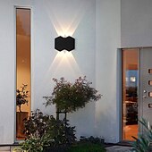 economico applique da esterno-lampada da parete a led per esterni 2w 4w 6w 8w up / down illuminazione interna a doppia testa curva impermeabile ip65 lampada da parete moderna camera da letto lampada ac85-265v