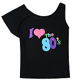 ieftine îmbrăcăminte-Retro / vintage Discotecă Anii 1980 Ținute Accesorii Tricou cu umeri Iubesc anii 80 Costume de fancy Pentru femei Mascaradă Petrecere / Seara Parada Mândriei Luna Mândriei Adulți Costum