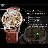 cheap Mechanical Watches-Winner Transparent Fashion Case Luxury Casual Design Leather Strap Mens Watches Top Brand Luxury Mechanical Skeleton Watch