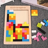 olcso Kirakós játékok-színes 3D fakockák puzzle agytorna montessori oktatójáték gyerekeknek az intelligencia fejlesztésére &amp; kreativitás