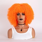baratos Perucas de festa-perucas afro curtas e cacheadas com franja para mulheres negras perucas afro marrom crespo e cacheado para mulheres negras perucas sintéticas resistentes ao calor perucas marrons fofas perucas de