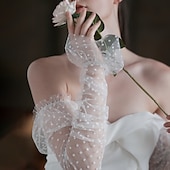 cheap Party Gloves-Tulle Elbow Length Glove Cute / Elegant With Wave point Wedding / Party Glove
