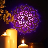economico Luci decorative-mandala luce notturna lampada decorativa in legno sala yoga luce notturna a led multistrato taglio laser intagliato luce decorazione della parete per la casa soggiorno camera da letto ornamento 1pc