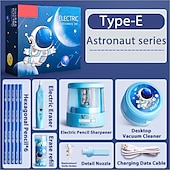 お買い得  文房具-電動文具セット電動鉛筆削り消しゴムデスクトップクリーナー組み合わせ