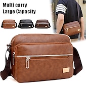 levne Pánské tašky-Pánské Crossbody kabelka Taška přes rameno Aktovka Messenger taška PU kůže Venkovní Denní Zip Velká kapacita Lehká váha Odolné Pevná barva Tmavěhnědá Žlutá hnědá Černá
