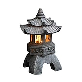 お買い得  経路ライト＆ランタン-禅ガーデンオーナメント - 屋外装飾用のソーラーパワーの通路タワー像、宮殿のランタン、石の塔ソーラーランプ