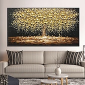 tanie Obrazy z kwiatami/roślinami-100% ręcznie malowane duży nowoczesny obraz olejny na płótnie złote drzewo obrazy do domu salon wystrój hotelu wall art picture walcowane bez ramki!
