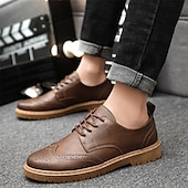 preiswerte Halbformell-Schwarze Oxford-Schuhe aus Kunstleder für Herren – klassische Brogue-Details mit strapazierfähiger Sohle für formelle und legere Kleidung