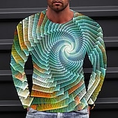 cheap 3D T shirts-Men&#039;s Graphic Gradient Metallic Shirt T Shirt Long Sleeve T shirt 3D Print Crew Neck Shirt Vintage Fashion Designer Outdoor Daily Sports 1 2 3 Spring &amp;  Fall Clothing Apparel S M L XL 2XL 3XL 4XL