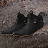 cheap Footwear-Vintage Medieval Renaissance Shoes Flat Jazz Boots Turn Shoes Pirate Viking Ranger Solid Colored Men&#039;s Women&#039;s Unisex Celtic Pirate Fantasy Halloween Carnival Masquerade Casual Daily LARP Ren Faire