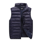 economico Gilet Puffer da Uomo-Per uomo Gilet trapuntato Cardigan Uscire Casual Tutte le stagioni Tasca Poliestere Semplice Cerniera Collo alla coreana Vestibilità regolare Nero Rosso Blu marino Grigio Gilet