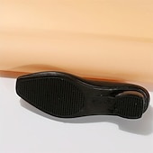 abordables Sandalias planas de mujer-Zapatos negros de tacón bajo para mujer: zapatos clásicos sin cordones con punta redonda para la oficina, el trabajo y ocasiones formales.
