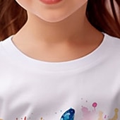 ieftine Desen animat 3D al fetei-Fete 3D Grafic Fluture Tricou Manșon scurt Tipărire 3D Vară Primăvară Activ Modă Drăguţ 100% Bumbac Copii 3-12 ani În aer liber Casual Zilnic Fit regulat