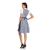  Oktoberfest Kleid Dirndl Trachtenkleider Dienstmädchen Deutsch München Wiesn Damen Stoff im traditionellen Stil Bluse Kleid Schürze Midi 60-70 cm