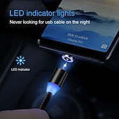 cheap Cell Phone Cables-2023 magnetic USB cable LED magnetic charging cable suitable for iPhone micro USB C type fast charging magnet charger mobile phone cable