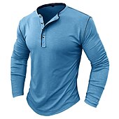 olcso Alkalmi Henley póló-Férfi Gombos póló Henley ing Tee Top Hosszú ujj Henley Nyár Sima Divat Dizájn Alap Vakáció Utca Alkalmi Fehér Sárga Piros Férfi felső póló
