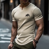 voordelige Vintage T-shirts-Voor heren Wafel T-shirt V-hals Kleding 3D-afdrukken Buiten Dagelijks Sport Korte mouw Modieus Ontwerper Basic