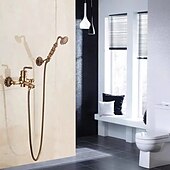 economico Docce da giardino-set rubinetti doccia a parete in ottone vintage, sistema doccia spruzzatore portatile, con bocca vasca fredda e tubo caldo