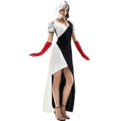 levne Dámské Kostýmy-Sto a jeden dalmatin Cruella de Vil Šaty Cosplay kostým Náhrdelník prázdniny Filmové kostýmy for Dámské Dospělé Karneval Plesová maškaráda