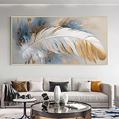 cheap Still Life Paintings-Handmade Oil Painting Canvas Wall Art Decor Original Feather Painting for Home Decor With Stretched Frame/Without Inner Frame Painting