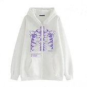 preiswerte 3D Muster-Herren Graphic Totenkopf Motiv Hoodie Sweatshirt Kapuze Hoodies Pullover Kapuzenshirt mit durchgehendem Reißverschluss Langarm Sweatshirt mit Kapuze Mit Kapuze Cool Sport &amp; Natur Strassenmode Schwarz