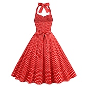 olcso Ruhák-Retró 1950-es Rockabilly A-Line ruha Swing ruha Pánt Pöttyös Női Álarcos mulatság Alkalmi / Napi Lánybúcsú Felnőttek Ruha Hazatérő ruhák Tavaszi nyár