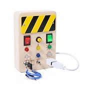 abordables Jouets éducatifs-interrupteur de lumière montessori planche sensorielle occupée en bois cordons et clés enfichables apprentissage éducatif jouet de décompression aller à l&#039;école cadeaux de vacances pour les enfants