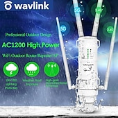 abordables Routeurs sans fil-wavlink dernière technologie 1200mbps haute puissance antennes 4x7dbi double bande 2.4ghz &amp;amp; 5ghz gigabit ethernet routeur wifi sans fil extérieur résistant aux intempéries/répéteur ap blanc
