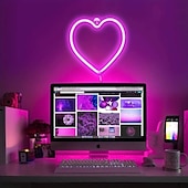 levne Neonová LED světla-LED neonový nápis růžové srdce noční světlo baterie USB napájení pro světlou stěnu dekorační osvětlení herna kolej svatební narozeninová oslava domácí dekorace Den matek