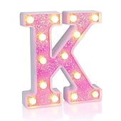 cheap Decorative Lights-LED Letter Lights Light Up Pink Letters Glitter Alphabet Letter Sign Battery Powered for Night Light Birthday Party Wedding Girls Gifts Home Bar Christmas Decoration Pink Letter