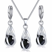 abordables Conjuntos de joyas-Los sistemas nupciales de la joyería 2 Zirconio Cristal Anillos 1 Collar Mujer Moda Estilo lindo Fresco Encantador Clásico Precioso Irregular Conjunto de joyas Para Boda Fiesta