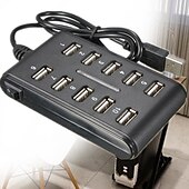 olcso USB-elosztók-hordozható 1db általános célú munkahelyi otthon kapcsolóval abs műanyag kétsoros tíz portos usb hub