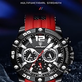 voordelige Quartz-horloges-POEDAGAR Luxe Mannen Polshorloge Sport Chronograaf Silicone Strap Mannen Horloges Waterdicht Luminieuze Datum Heren Quartz Horloge