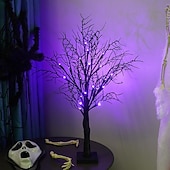 cheap Indoor &amp; Party Lighting-Halloween Decoration 24 LEDs Tree Lights Spooky Halloween Party Decorative Lights Indoor Decoration Purple Landscape Lights Ghost Festival Simulation Luminous Tree