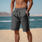 baratos Feriado-Homens Calção Shorts de verão Shorts de praia Com Cordão Cintura elástica Perna reta Retalhos Conforto Respirável Comprimento do joelho Casual Diário Feriado Moda Estilo Clássico Branco Azul