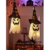 levne Osvětlení rekvizit na Halloween-halloween osvětlený duch led blikající ďábel festivalová dekorace zářící čaroděj duch klobouk světelná dekorace závěsná lucerna halloweenská dekorace světlo party bar atmosféra malý světelný řetězec dýně