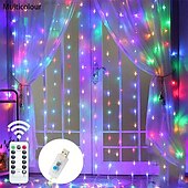 cheap USB String Lights-LED  Curtain String Lights 3x3M-300 LED 8 Modes USB with Remote 9 Colors for Home Room Bedroom Wedding Party Christmas Window Wall DecorationsRoom Decor